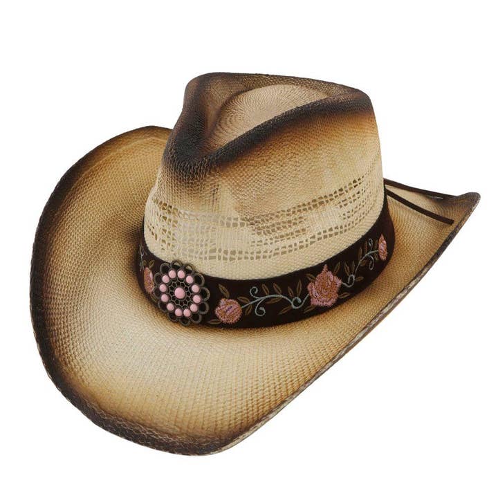 WESTERN STYLE FLORAL BAND COWBOY HAT for wholesale by Paperdoll