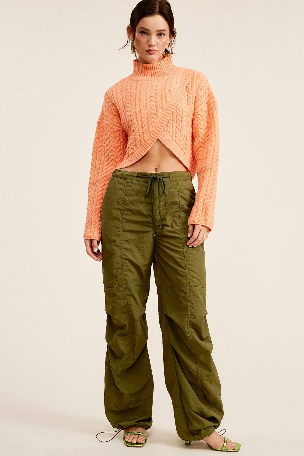 Mimosa - Vente Pull en maille – femme - Pull cache-cœur à col montant en maille torsadée7