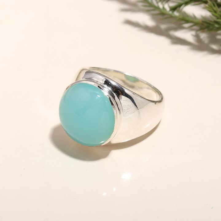 AG 925 JEWELLERY - Wholesale Cocktail/Statement Ring - 925 Silver Blue Chalcedony Ring3