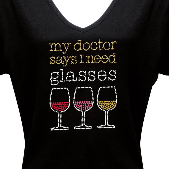 Chris’s Stuff Inc. – wholesale T-shirts med screentryck – Dam – My Doctor Says Rhinestone 3/4 ärm