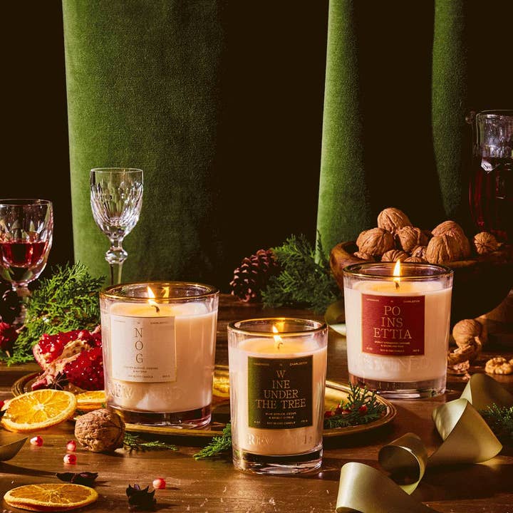 Rewined - Wholesale Jar/Filled Candle - Rewined Wine Under The Tree Holiday Candle 10 oz