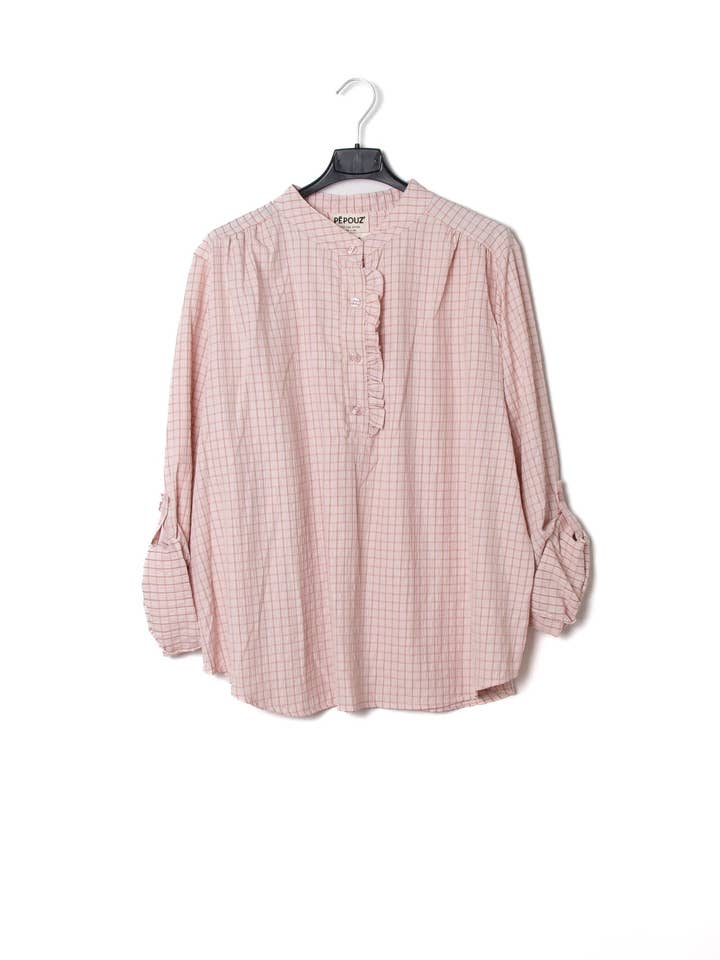 GROTE MAAT Katoenen blouse ruiten PC2605GT voor wholesale door Pépouz' Paris