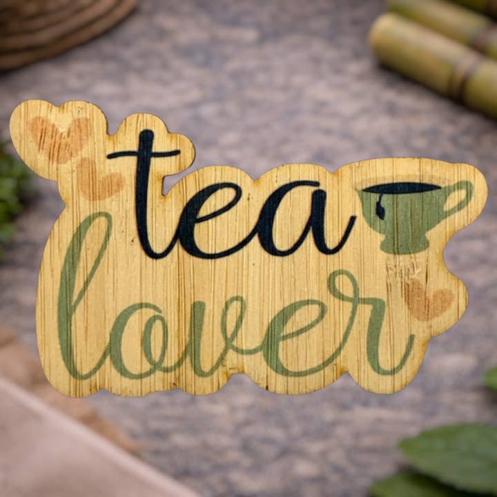 Autocollant en bambou écologique pour amateur de thé pour la vente par Bamboo Wood Stickers