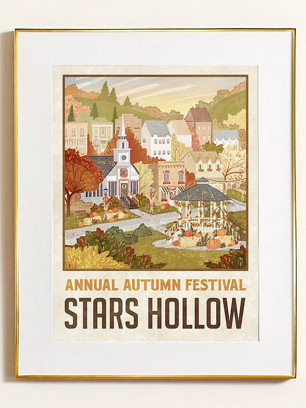 Stars Hollow "Autumn Festival" Travel Poster (for Gilmore Girls fans) for wholesale by WindowShopGal