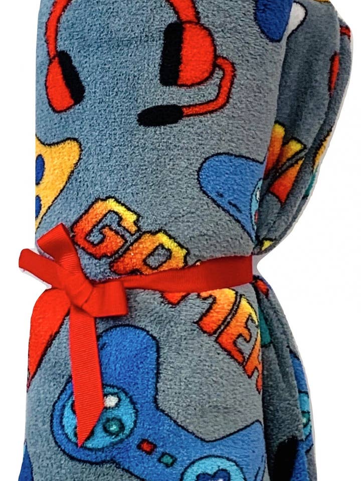 Fuzzy Grey Gamer Blanket for wholesale by Made With Love & Kisses