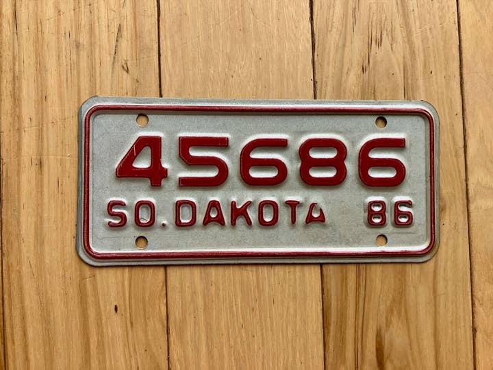 1986 South Dakota Motorcycle License Plate for wholesale by RusticPlates