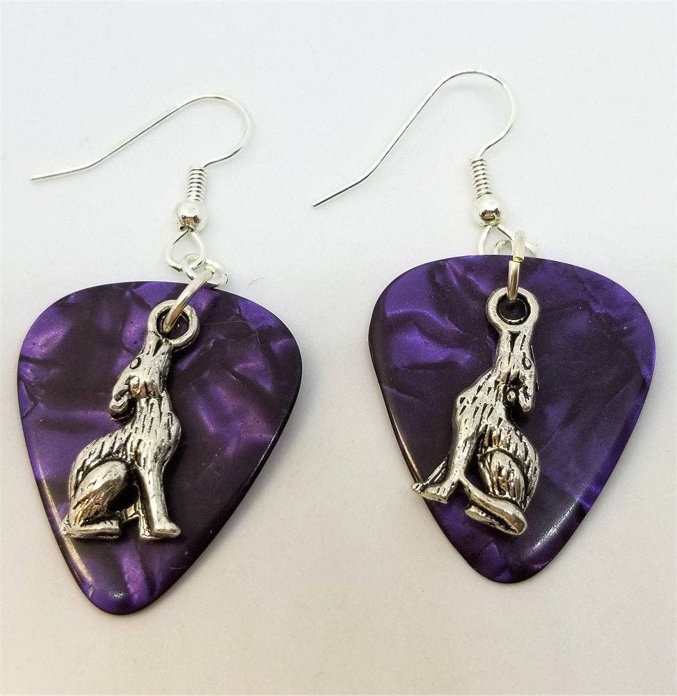 Simply Raevyn - Wholesale Dangle Earrings - Wolf Charm Guitar Pick Earrings19
