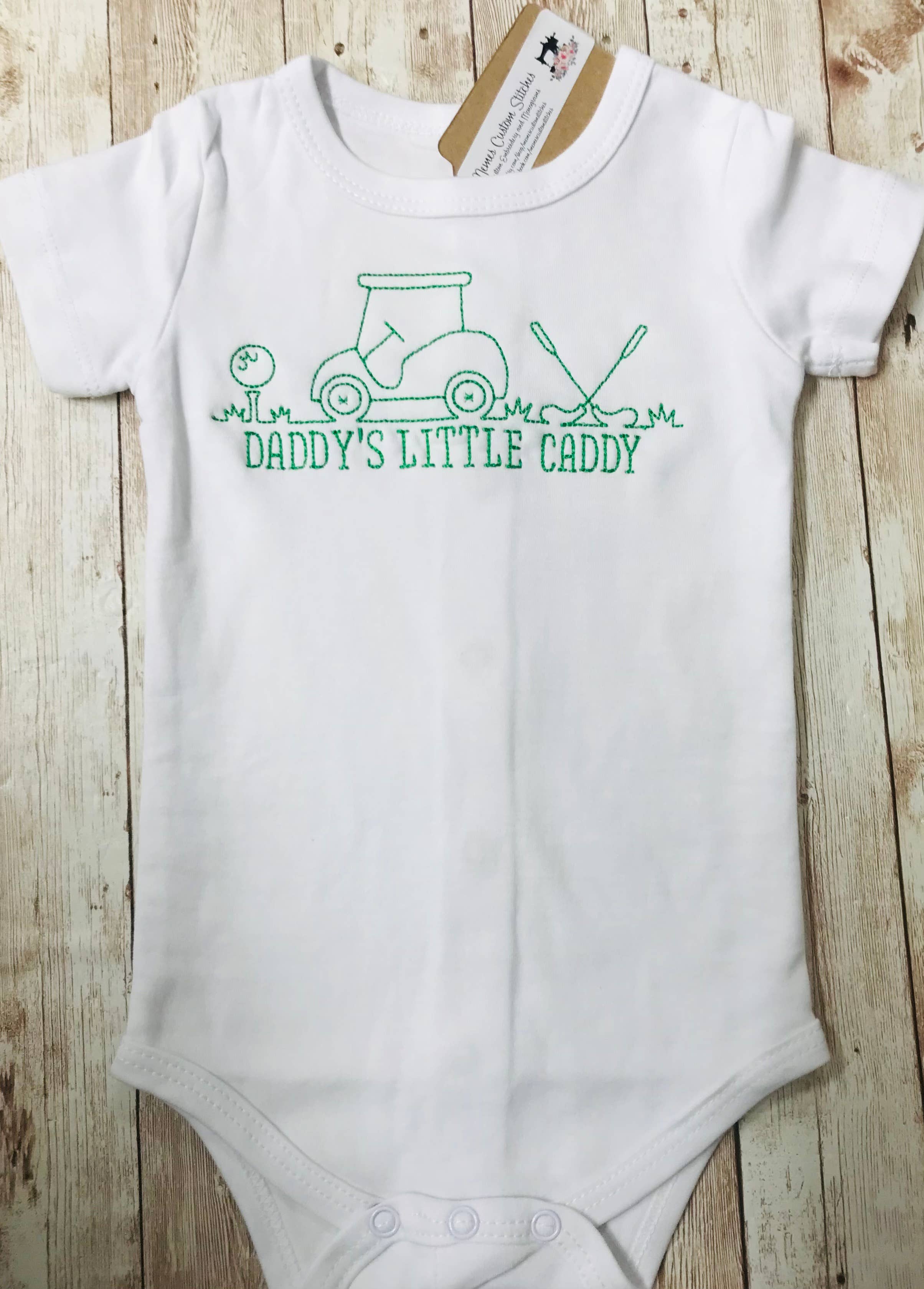 Memes Custom Stitches LLC - Wholesale Bodysuit (Non-Footed) - Baby - Daddy's Little Golf Caddy Baby Onesie Bodysuit Golf Lover Ba2
