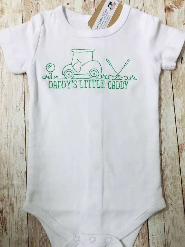 Memes Custom Stitches LLC - Wholesale Bodysuit (Non-Footed) - Baby - Daddy's Little Golf Caddy Baby Onesie Bodysuit Golf Lover Ba2