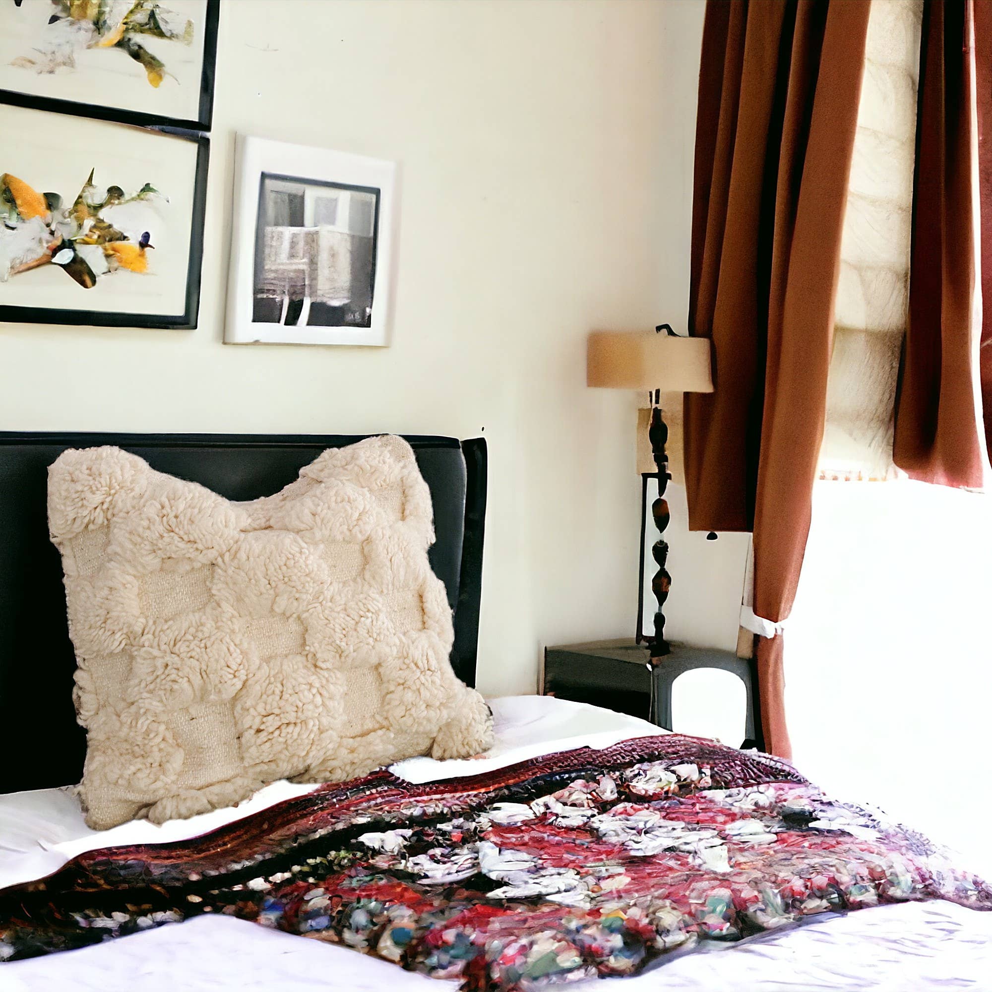 Berberwoolrug - Wholesale Throw Pillow Cover - Handcrafted White Checkered Beni Ourain Wool Pillow Cover8