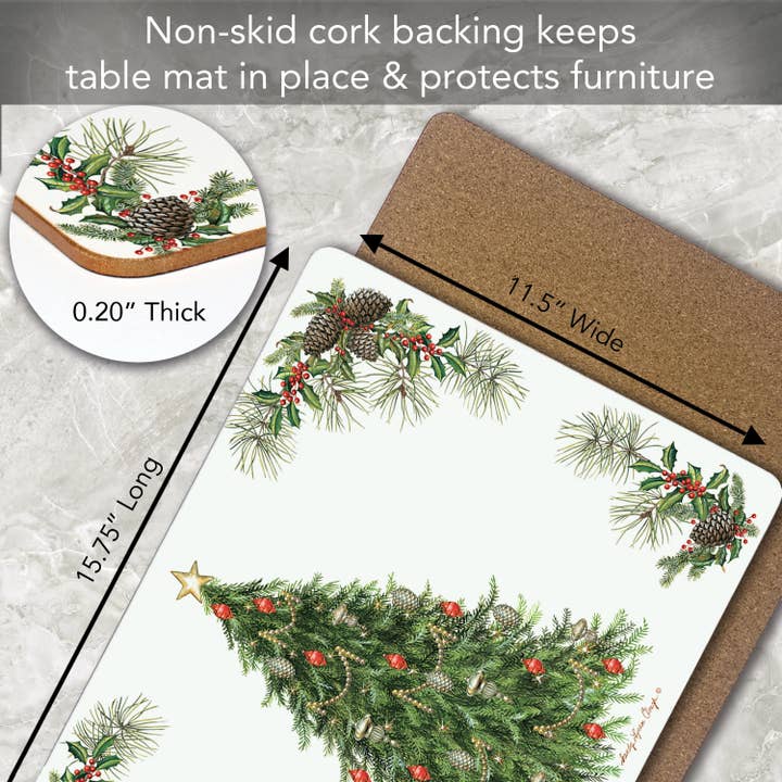 CounterArt/Highland Home/Thirstystone/CoasterStone - Wholesale Placemat - Cala Home "O' Christmas Tree" Decorative Hardboard Placemat