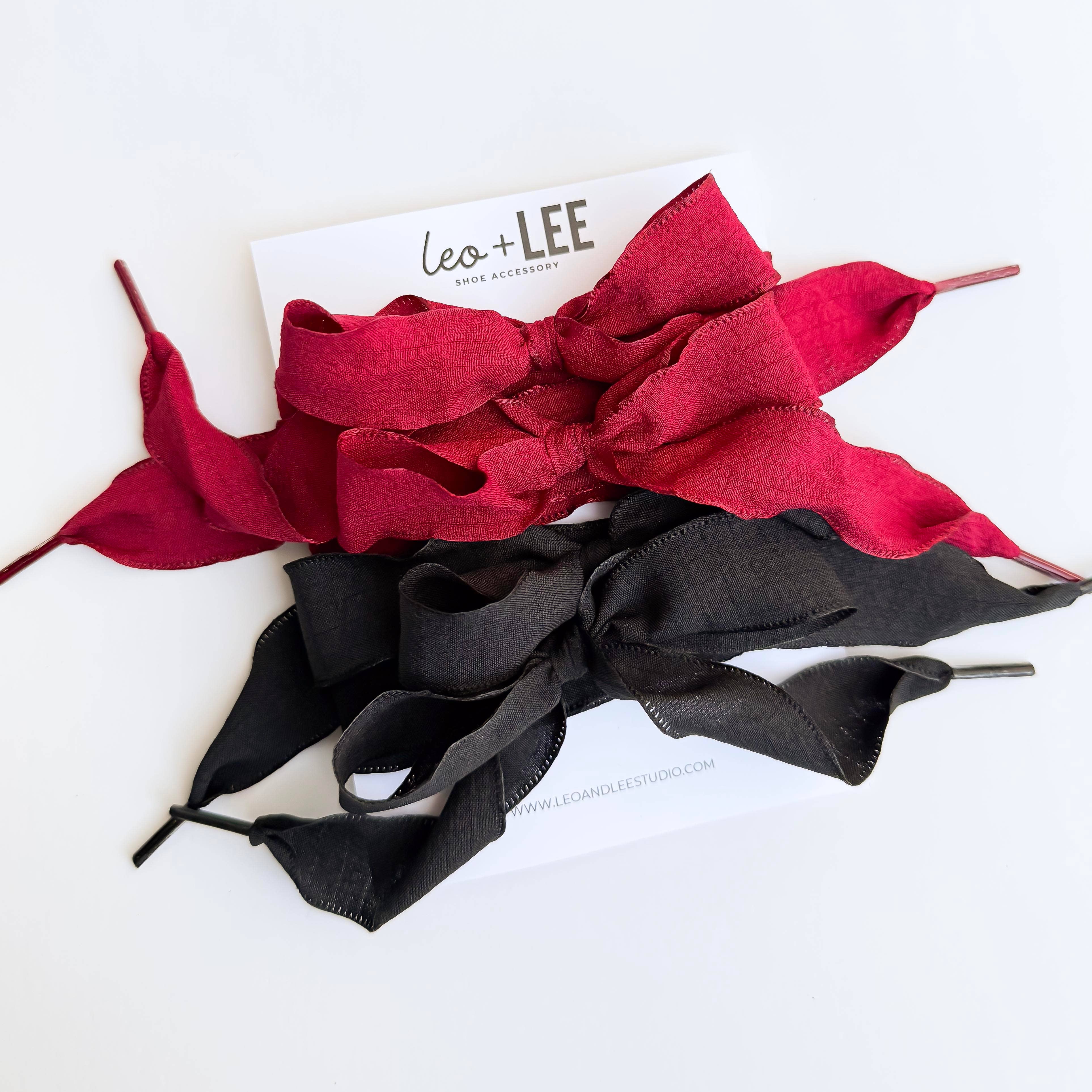 Leo & Lee Studio - Wholesale Shoelaces - Women's -  Gingham Shoe Lace Sets– Ribbon Bow Shoe Accessories10