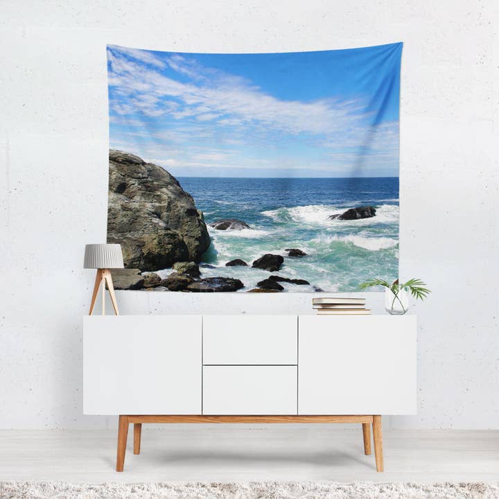 Décoration de plage océanique - Tapisserie murale de la côte californienne pour une ambiance maison côtière pour la vente par lostkatphoto