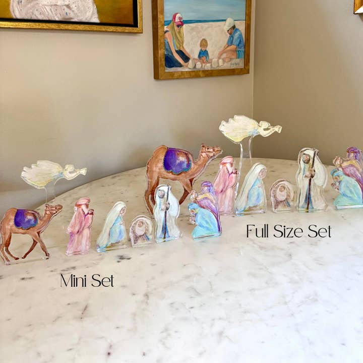 MK Decker Designs - Wholesale Decorative Tabletop Object - “Nativity 7 Piece Set” Acrylic Shelfie3