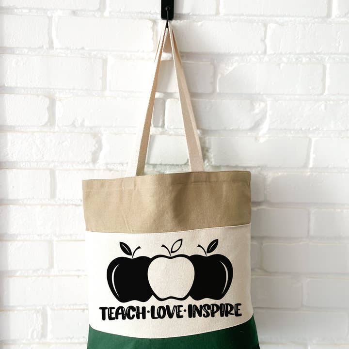 Telea Dawn Studio LLC - Vendita all'ingrosso Borsa tote - Donna - Tote bag in tela per insegnanti - Regalo per insegnanti - Teach love Inspire2