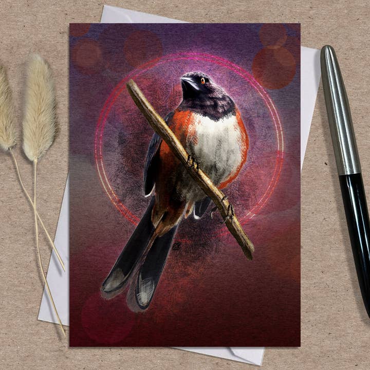 Spotted Towhee Greeting Card, 5x7" w/Envelope for wholesale by Coreyartus Imagery