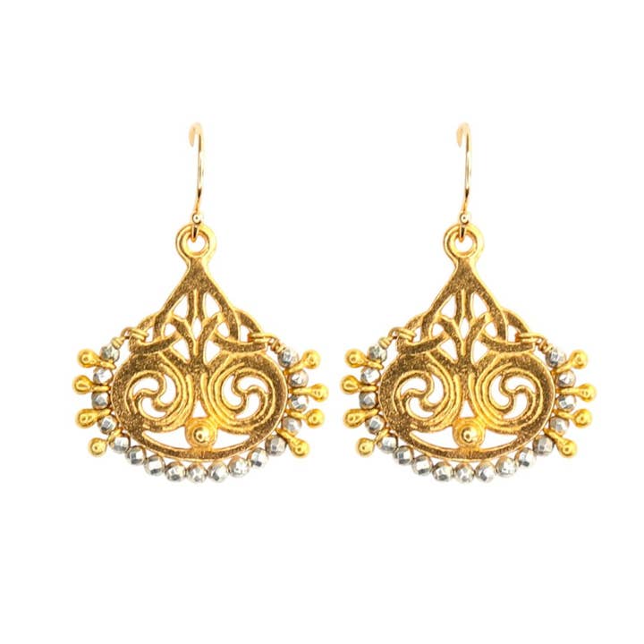 Deco Earrings in Silver Pyrite for wholesale by Catherine Page Jewelry