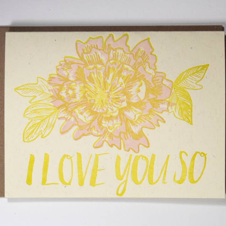 Tarjeta Love You So Peony para venta al por mayor de Ratbee Press