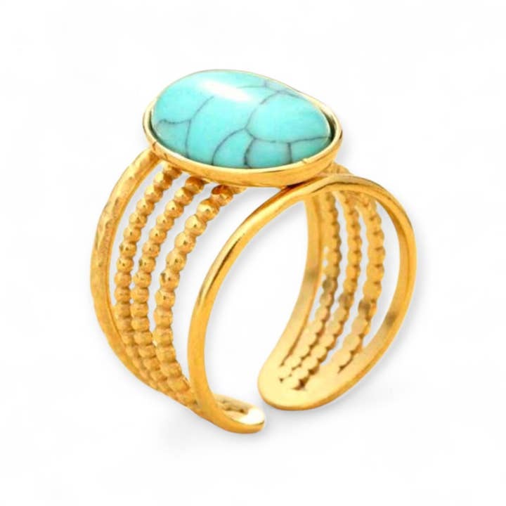 The Bling Barn - Wholesale Cocktail/Statement Ring - Sand and Sass Gold Tone Metal Adjustable Western Style Ring4