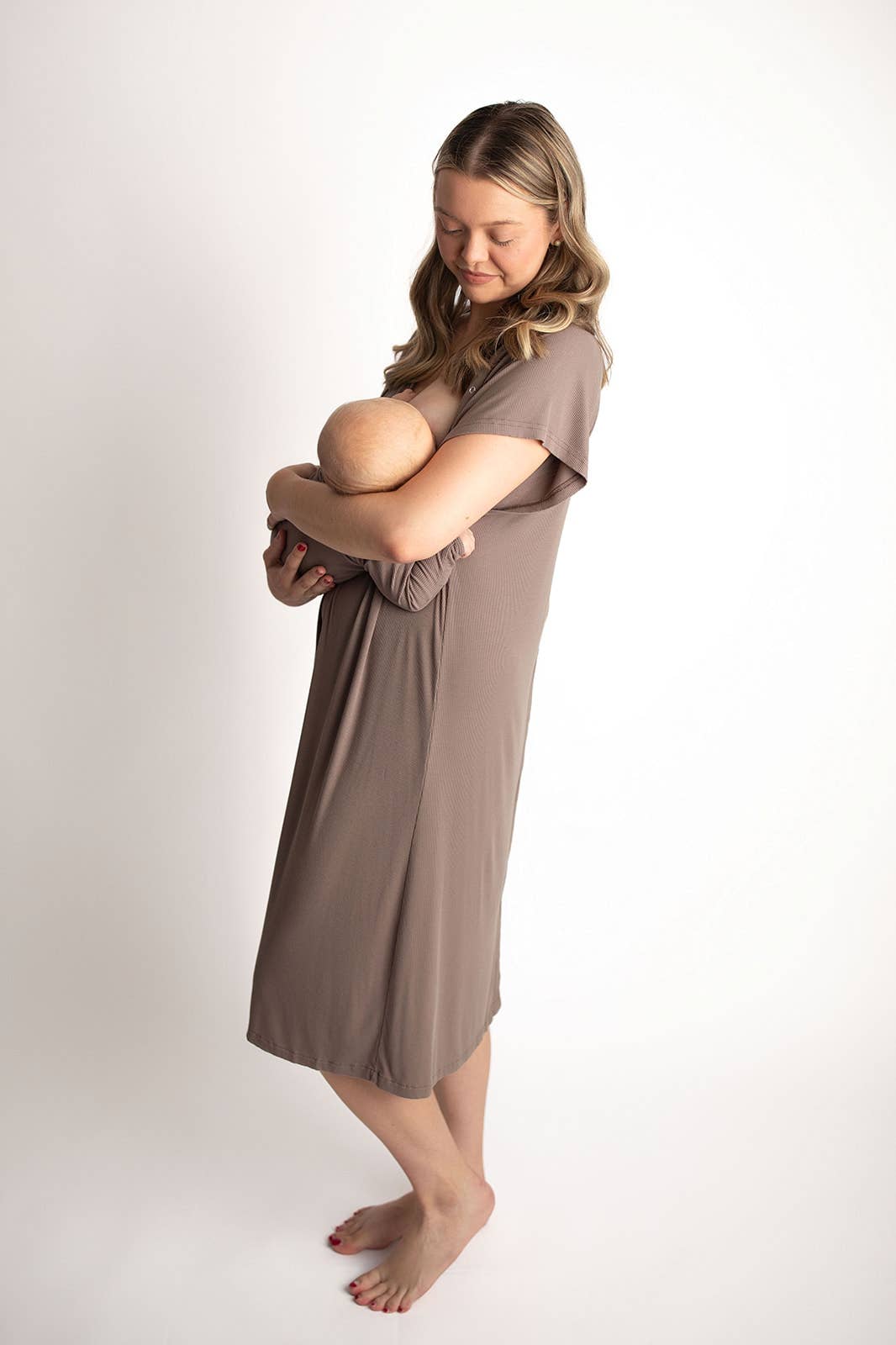 Three Little Tots - Wholesale Dress - Maternity - Cocoa Brown Maternity Mommy Labor & Delivery/ Nursing Gown 11