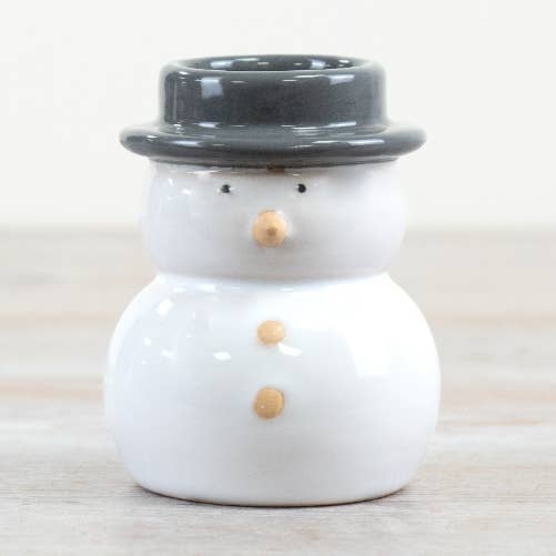 Portavelas de muñeco de nieve de gres, 9,5 cm para venta al por mayor de Gainsborough Giftware x Portland Living