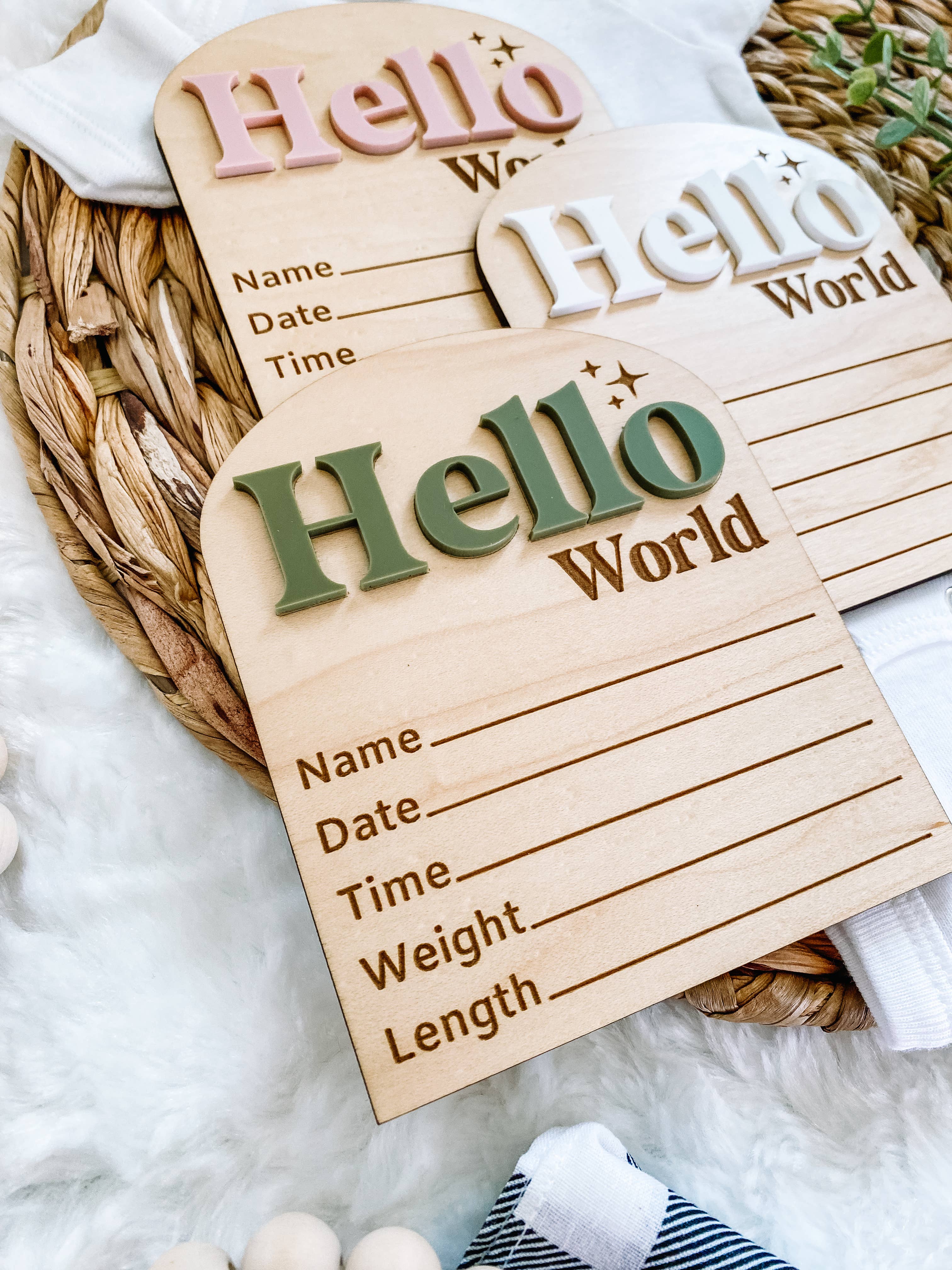 Claire and Bella - Wholesale Milestone Art/Keepsake - Kids & Baby - Hello World Birth Stat Sign2