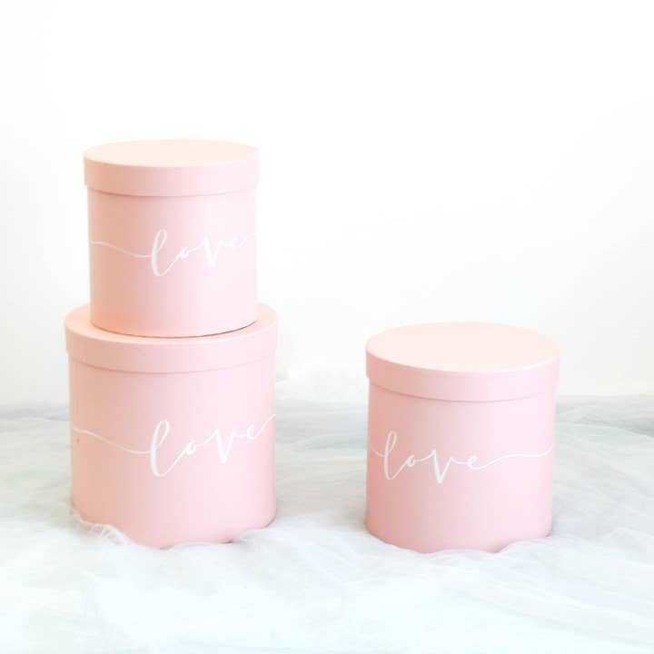 Elegant Design Supply - Vendita all'ingrosso Confezioni regalo - Scatola rotonda per fiori a forma di cappello con motivo Love4