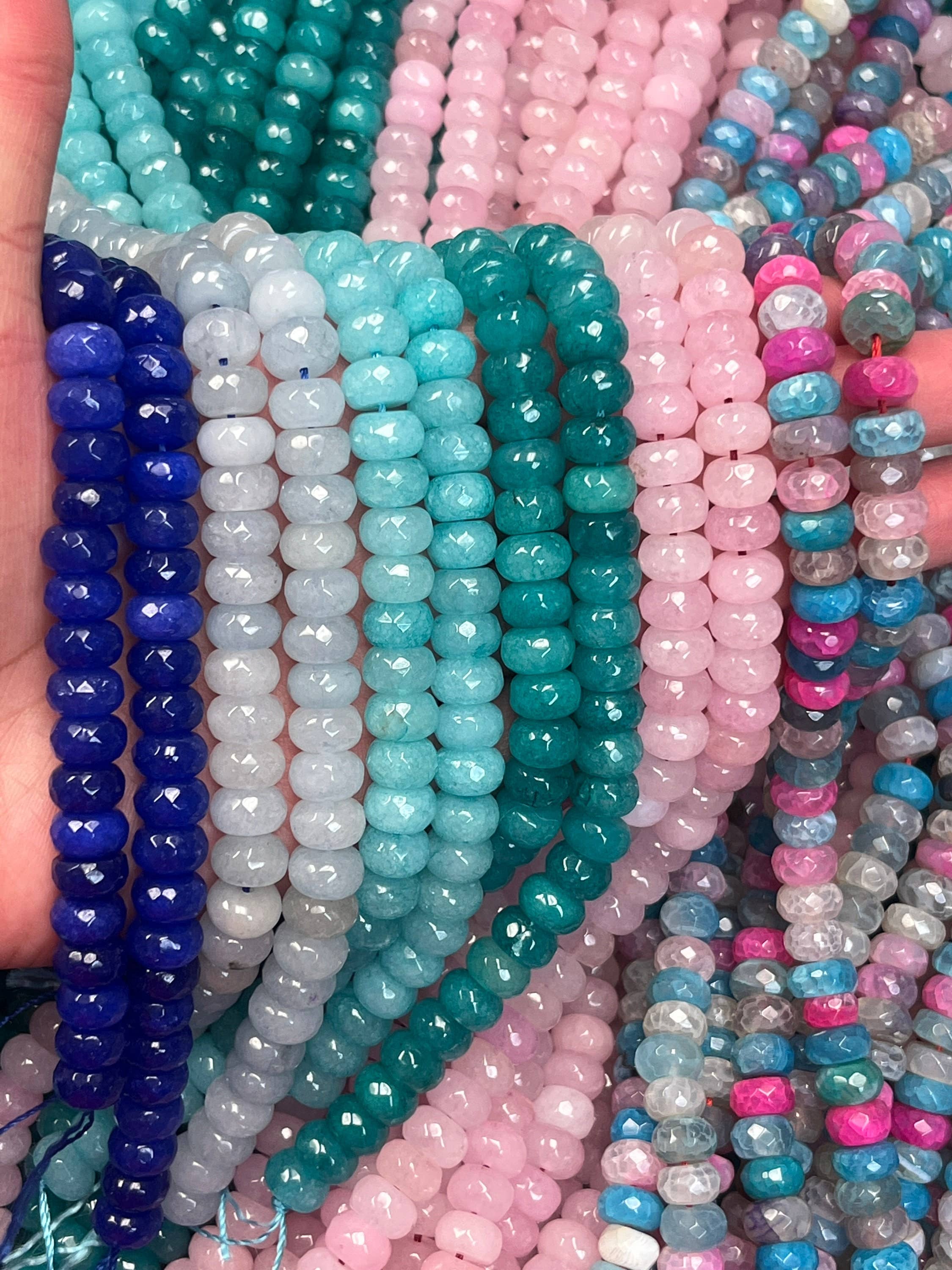 The Bead Bazaar - Wholesale Beads - Colorful Accent Rondelle Beads, Bright Faceted Disc Beads, Flat Blue Beads, Bulk Beads For Jewelry Making, Jewelry Supplies, Multicolor Disc Bead7