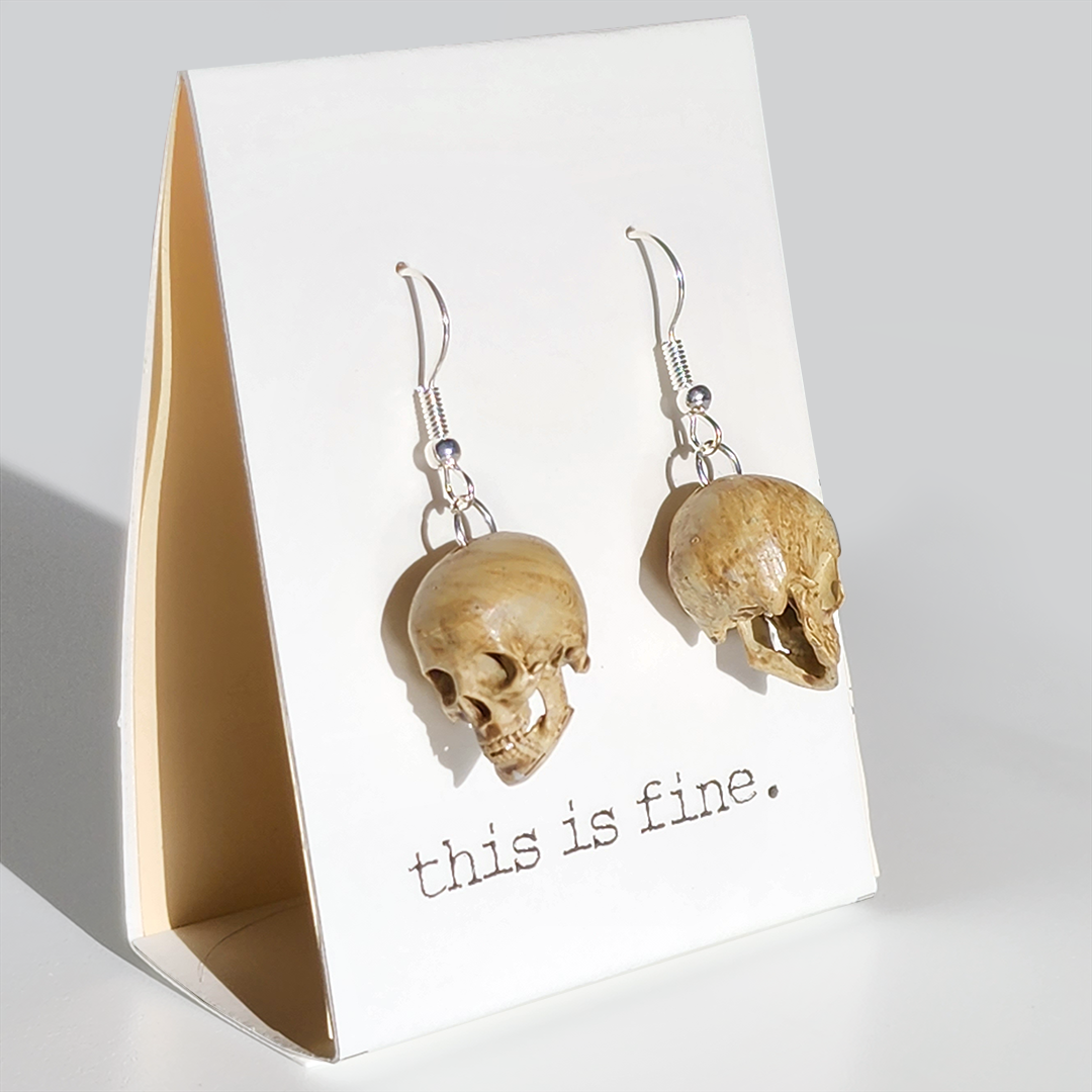 this is fine - Wholesale Dangle Earrings - 💀 I'm Deceased1