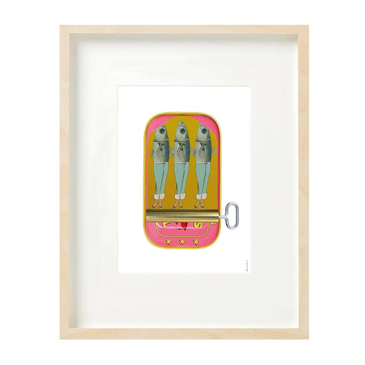 Druck (A4) Collage - Dose blauer Fisch und Beinchen für den Großhandel von Lylies