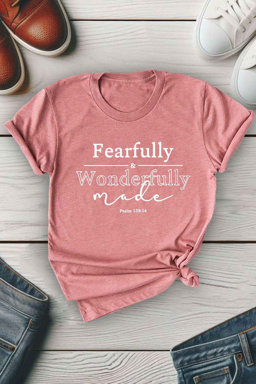 Top Avenue - Wholesale T-Shirt (Graphic) - Unisex - Fearfully and Wonderfully Unisex Round Neck Tee7