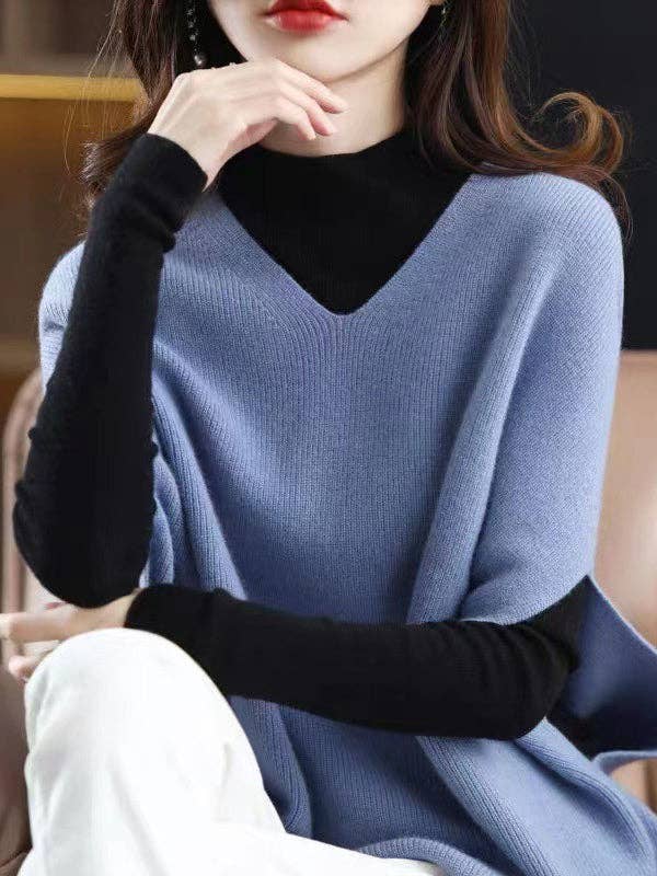 Plush Looks – wholesale Väst - Dam – Avslappnad ärmlös lös enfärgad V-ringad västtopp3