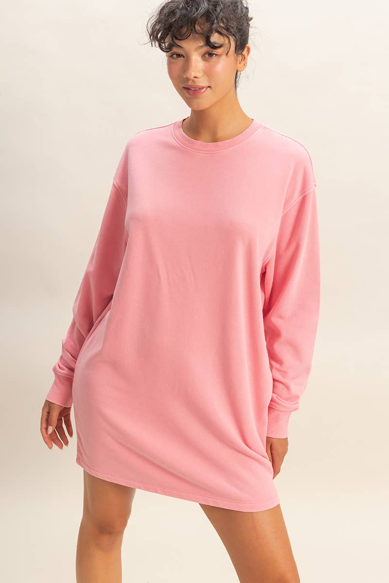 HYFVE – wholesale Dress – Women's – Mineral Washed Oversized Mini Sweatshirt Dress47