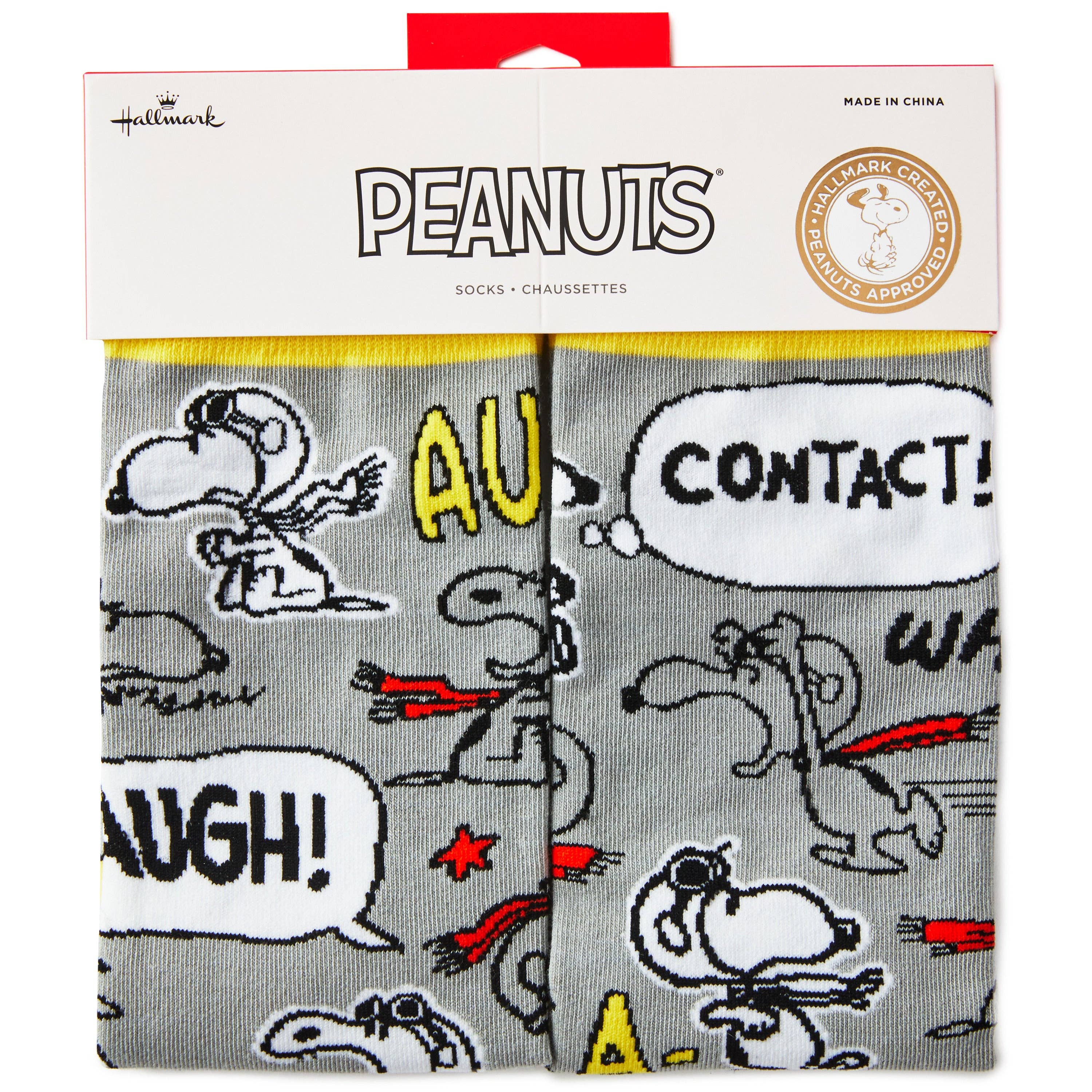Hallmark – wholesale Socks – Unisex – Peanuts™ Snoopy & Woodstock Grey & Yellow Pair Of Socks3
