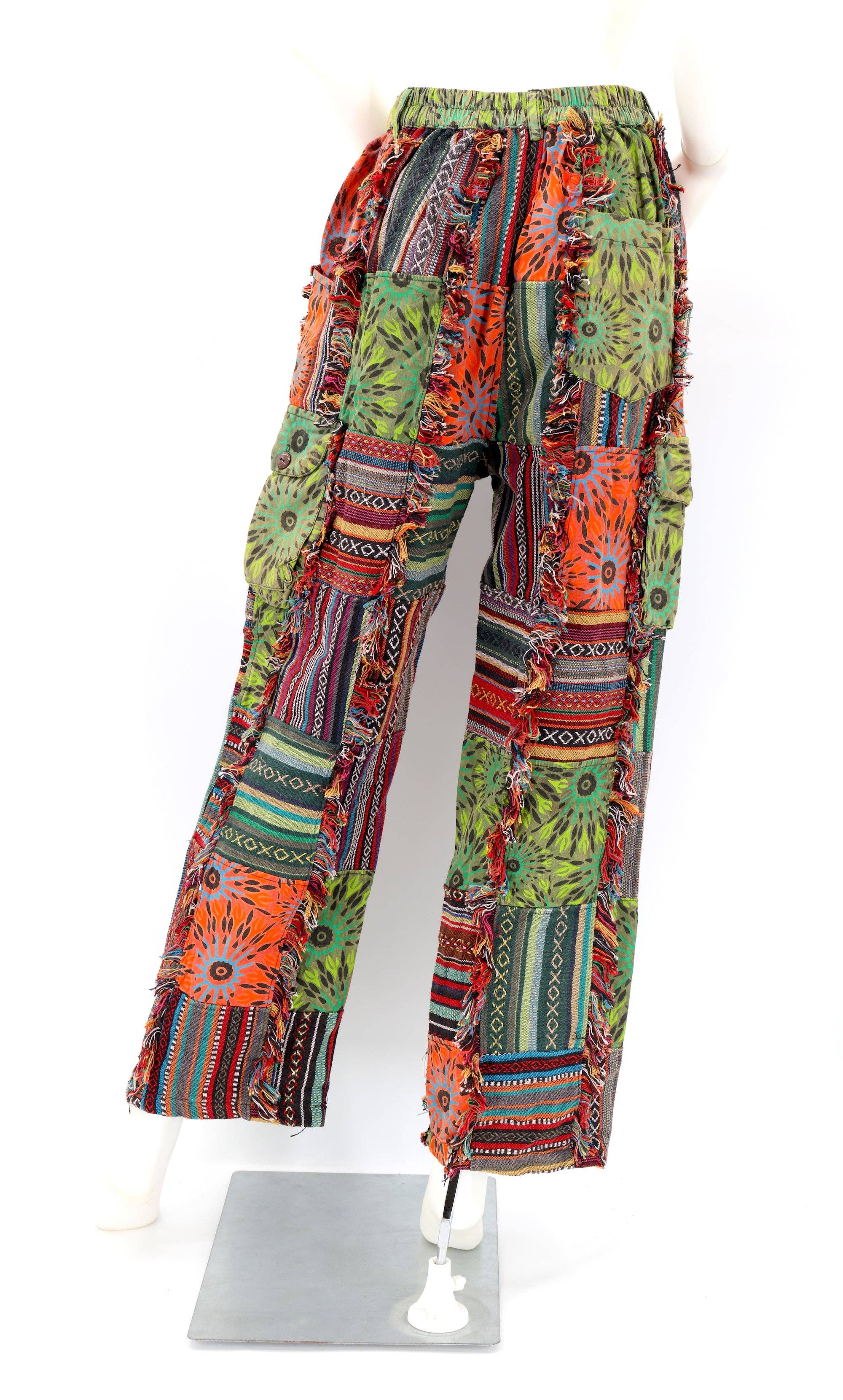 Himalaya Handmade - Wholesale Pants - Unisex - Cotton Hippie Handmade Harem Gheri Patchwork Fringe Bohemian Pants12