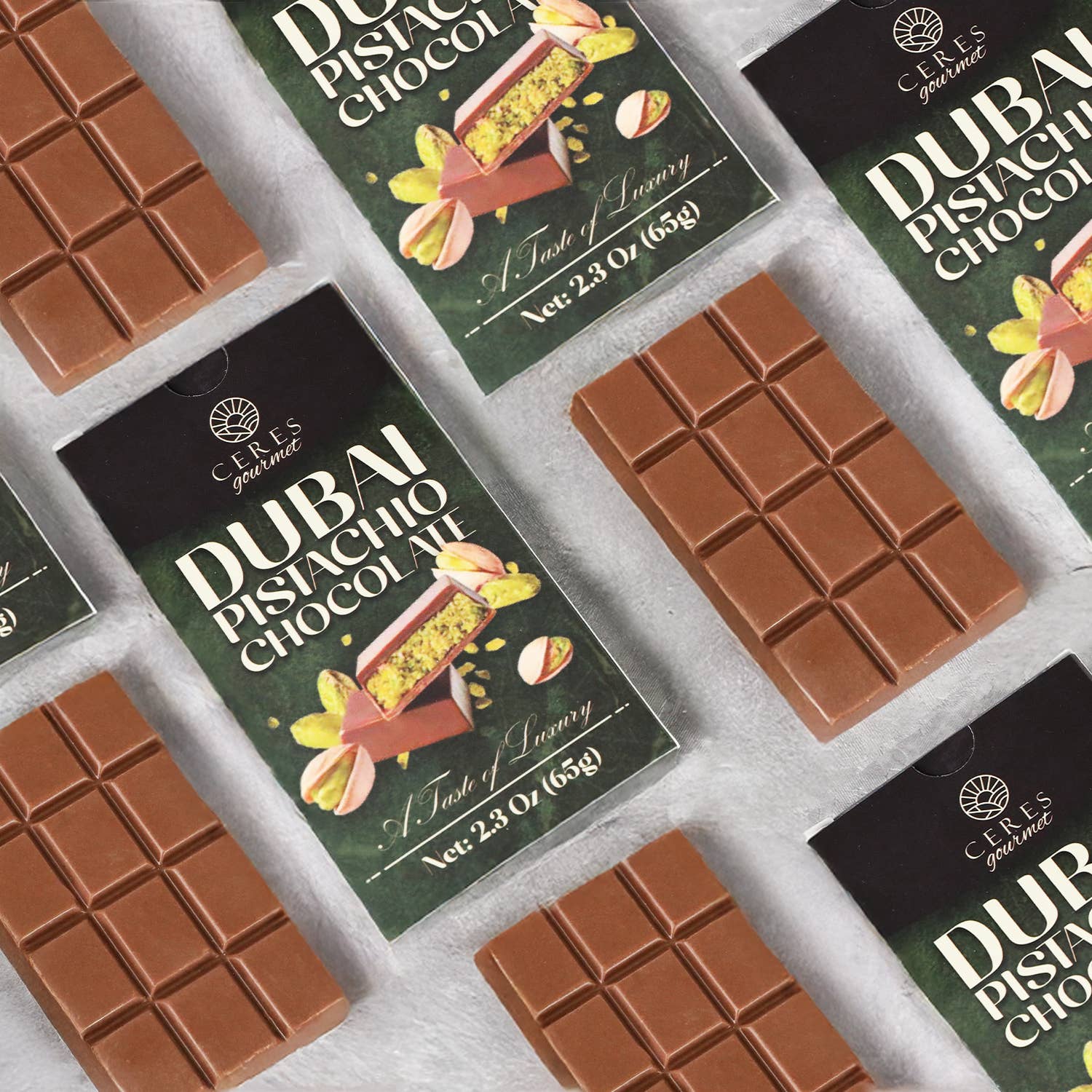 Ceres Gourmet - Wholesale Chocolate Bar - Dubai Chocolate Pistachio Bar – 2.3 oz for Christmas9