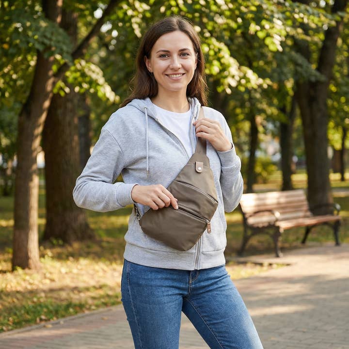 April Unisex Nylon Sling Bag for wholesale by KAYLA+AVA