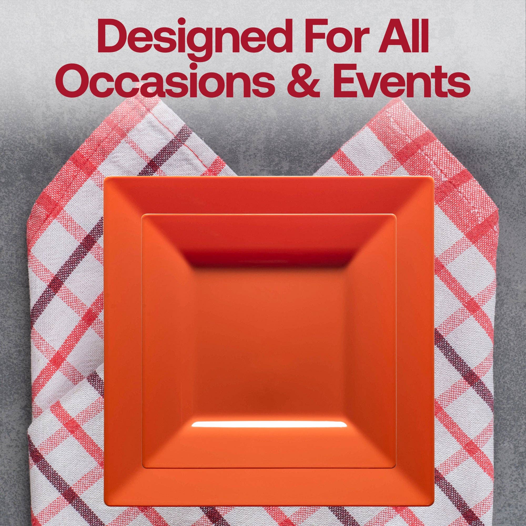 Smarty had a Party - Wholesale Disposable Plate - 9.5" Burnt Orange Square Plastic Dinner Plates - 120 pcs6
