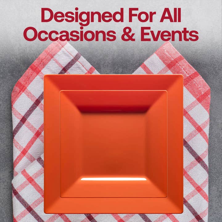 Smarty had a Party - Wholesale Disposable Plate - 9.5" Burnt Orange Square Plastic Dinner Plates - 120 pcs6