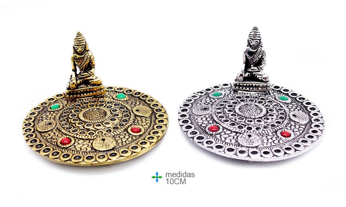 Esoterica Arte – Engroshandel Røgelsesholder – Incenso Metal Buddhaholder 10cm (4 stk)0