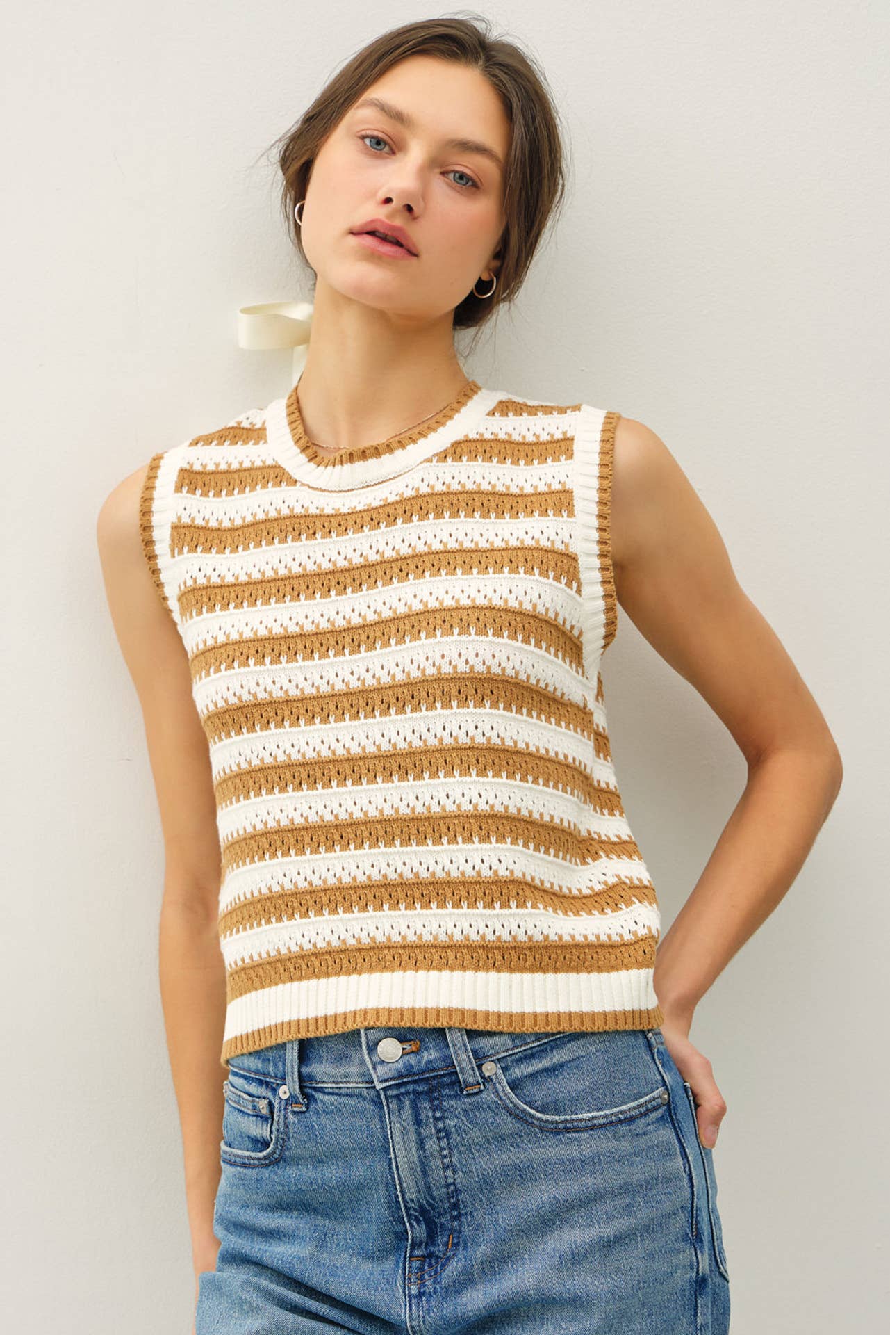 Be Cool - Wholesale Tank Top - Women's - POINTELLE CHUNKY KNIT STRIPED TANK TOP 5