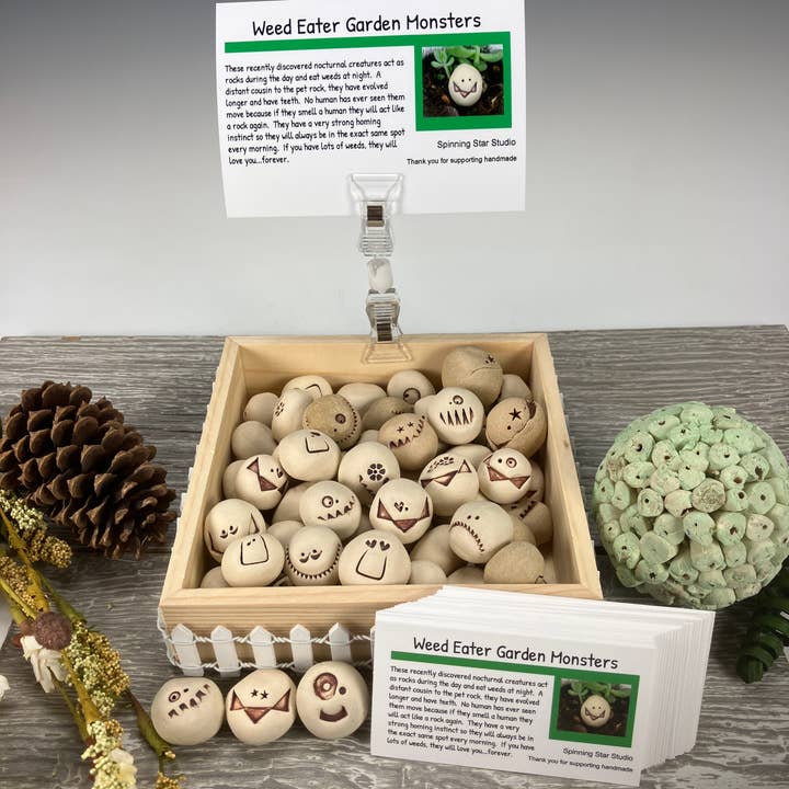 50 Garden Monsters Weed Eaters, Starter Set, Handmade Clay for wholesale by Spinning Star Studio