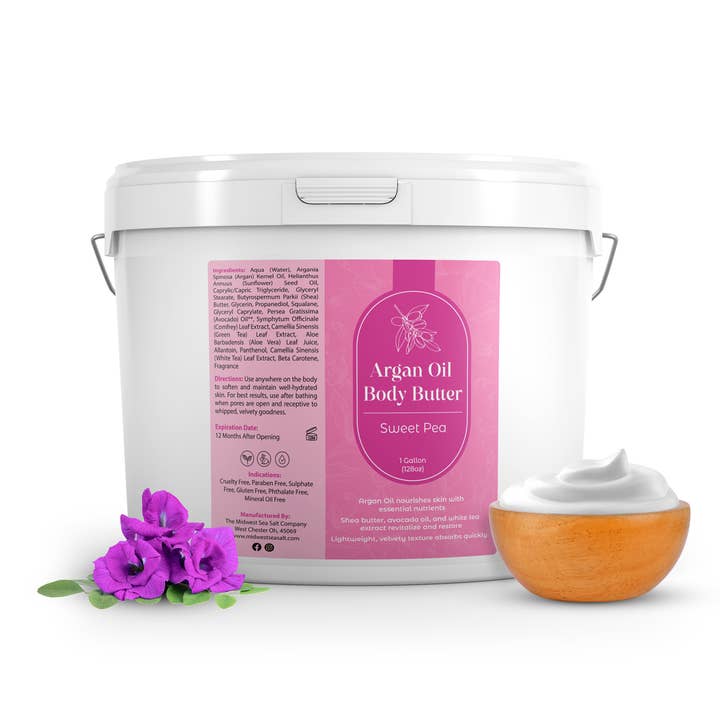 The Midwest Sea Salt Company - Wholesale Body balm/butter - Sweet Pea Argan Oil Body Butter - 1 Gallon