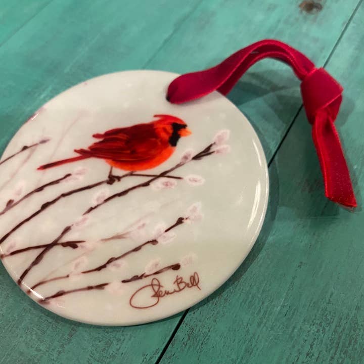 Holly Hills Lane – wholesale Ornament set – Ceramic Red Cardinal Art Christmas Ornament5