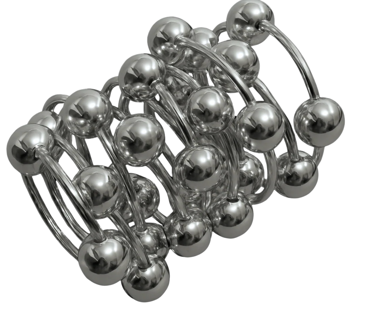 HoopLa - Wholesale Beaded Bracelet - In Orbit- Stretch Bead Bracelet- Steel-14K Gold & Silver0