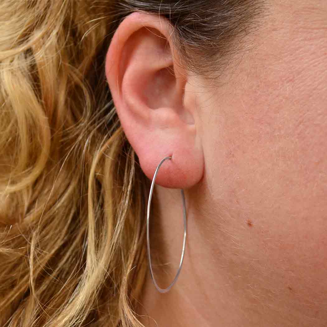 Nina Designs - Wholesale Hoop Earrings - Sterling Silver Half Hammered Circle Earring Hoops1