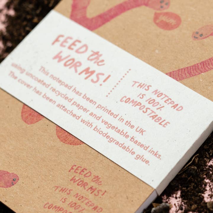 Ruby & Bo – wholesale Notepad – Feed The Worms 100% Compostable Notepad2
