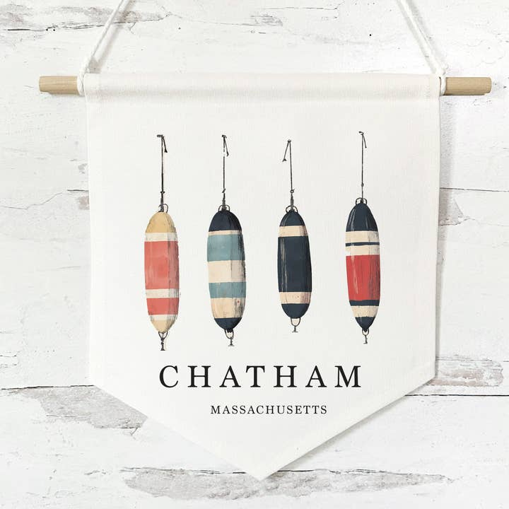 Custom City Pennant Hanging Canvas Sign Coastal Wall Decor for wholesale by Perfect Day Print Co