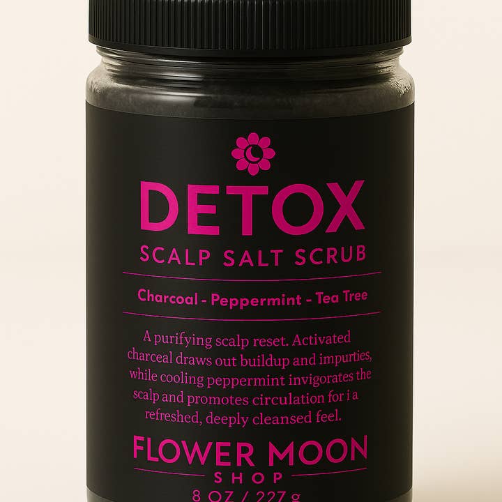 Charcoal, Peppermint, Tea Tree (DETOX) Scalp Scrub & Shampoo for wholesale by Flower Moon Shop