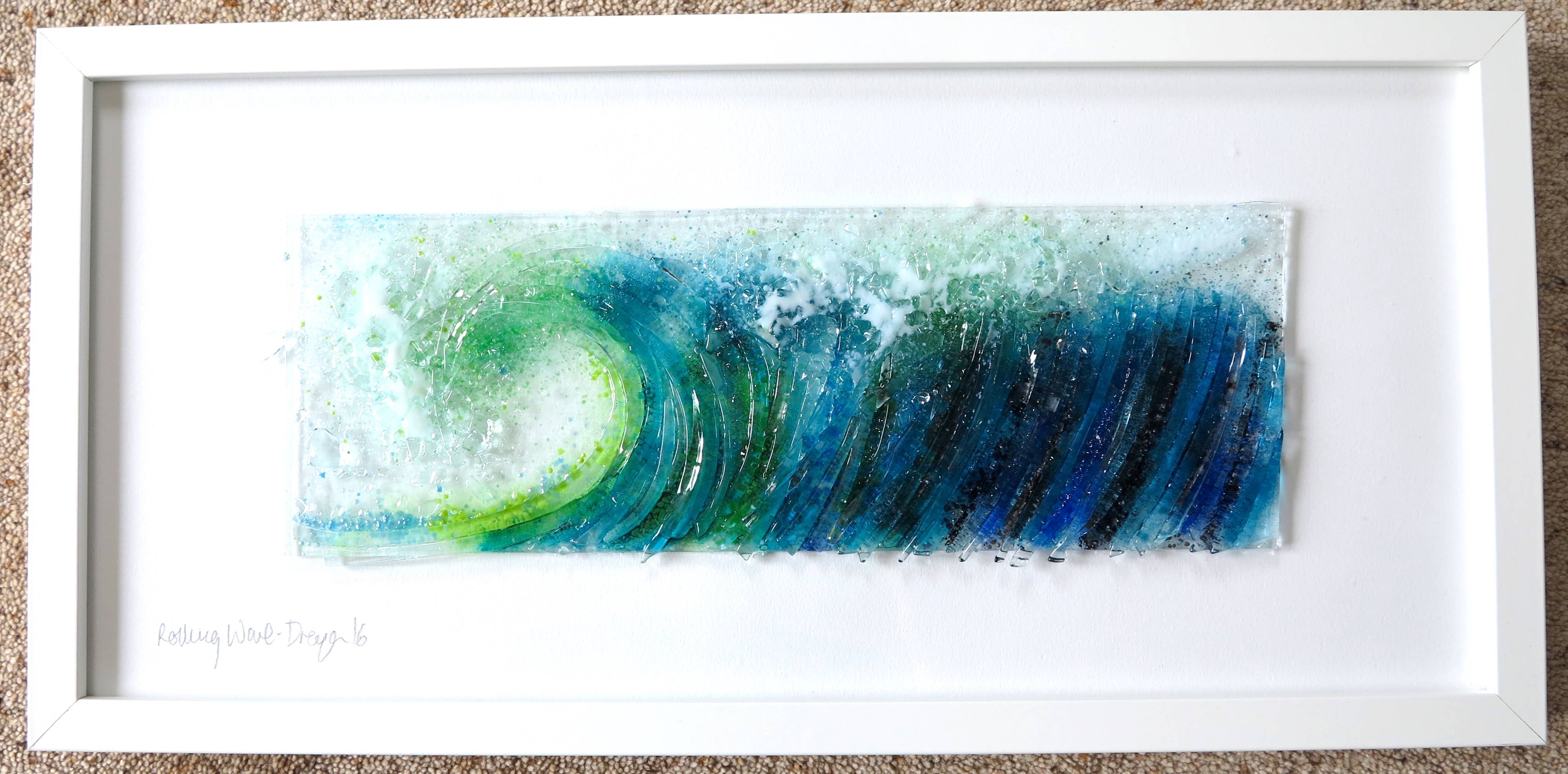 Dreya Glass - Wholesale Wall Accent - Framed Fused Glass Letterbox Rolling Wave Wall Art (UK only)1